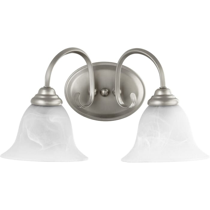Quorum Spencer 2-Light 9" Bathroom Vanity Light in Classic Nickel Quorum Spencer 2-Light 9" Bathroom Vanity Light in Classic Nickel