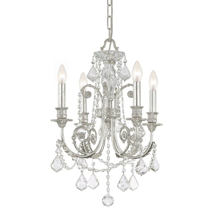 Crystorama Regis 4-Light 25" Mini Chandelier in Olde Silver with Clear Swarovski Strass Crystals Crystorama Regis 4-Light 25" Mini Chandelier in Olde Silver with Clear Swarovski Strass Crystals