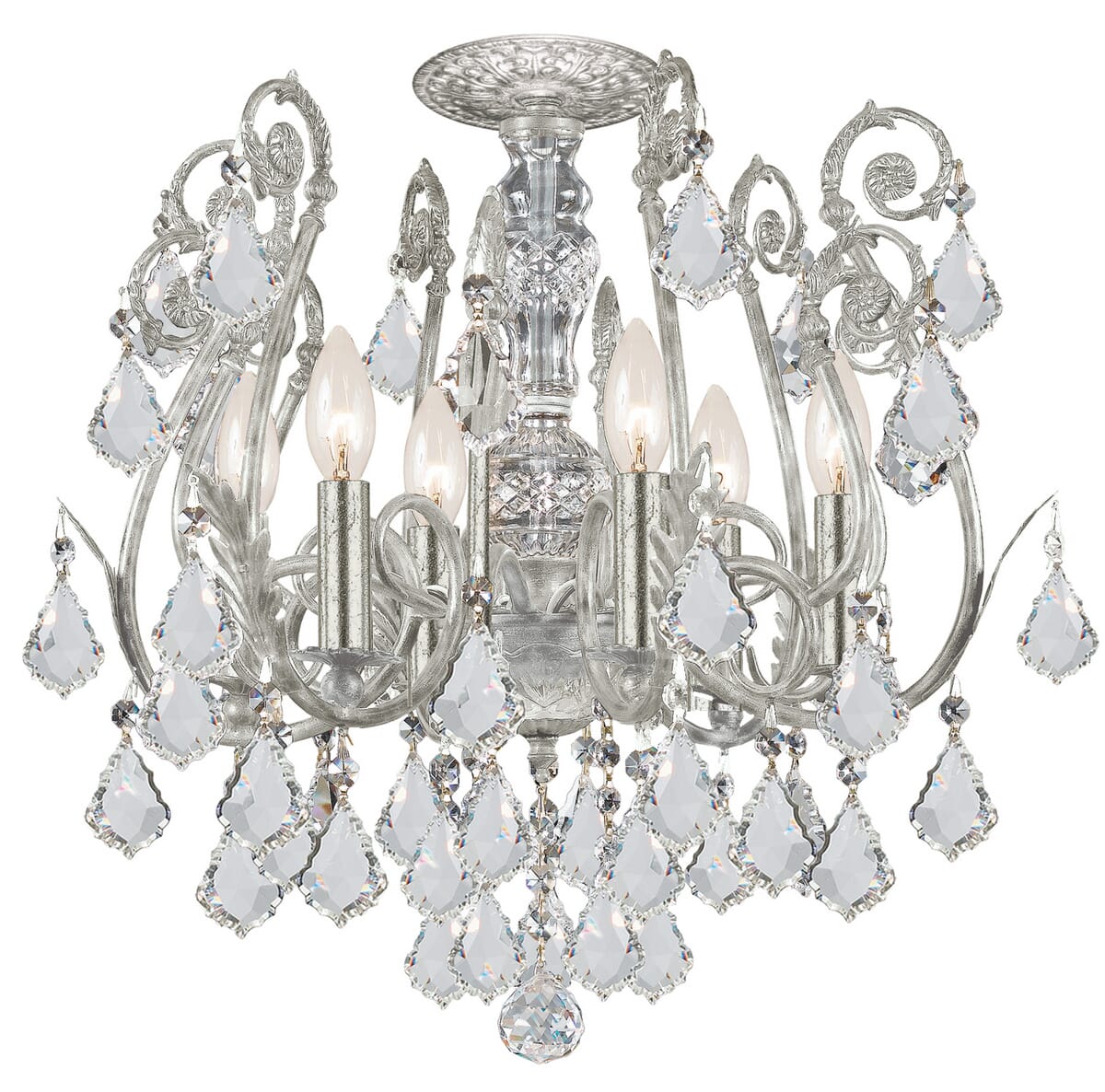 Regis 6-Light 20"" Ceiling Light in Olde Silver with Clear Hand Cut Crystals -  Crystorama, 5115-OS-CL-MWP