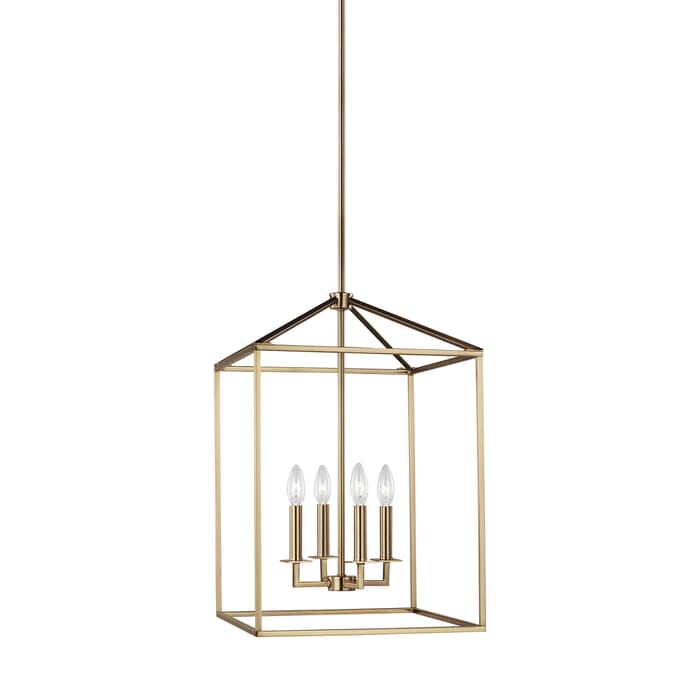 Sea Gull Perryton 4-Light Foyer Light in Satin Brass Sea Gull Perryton 4-Light Foyer Light in Satin Brass
