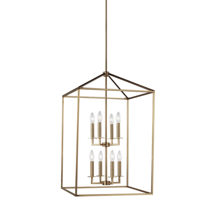 Perryton 8-Light Hall or Foyer in Satin Brass Perryton 8-Light Hall or Foyer in Satin Brass