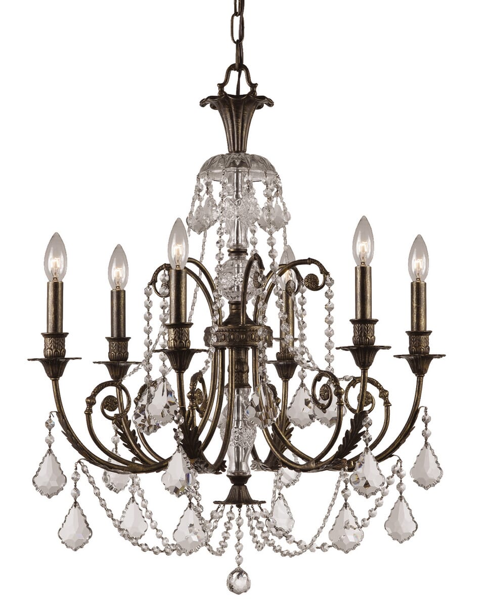 Regis 6-Light 30"" Traditional Chandelier in English Bronze with Clear Hand Cut Crystals -  Crystorama, 5116-EB-CL-MWP