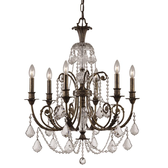 Crystorama Regis 6-Light 30" Traditional Chandelier in English Bronze with Clear Spectra Crystals Crystorama Regis 6-Light 30" Traditional Chandelier in English Bronze with Clear Spectra Crystals
