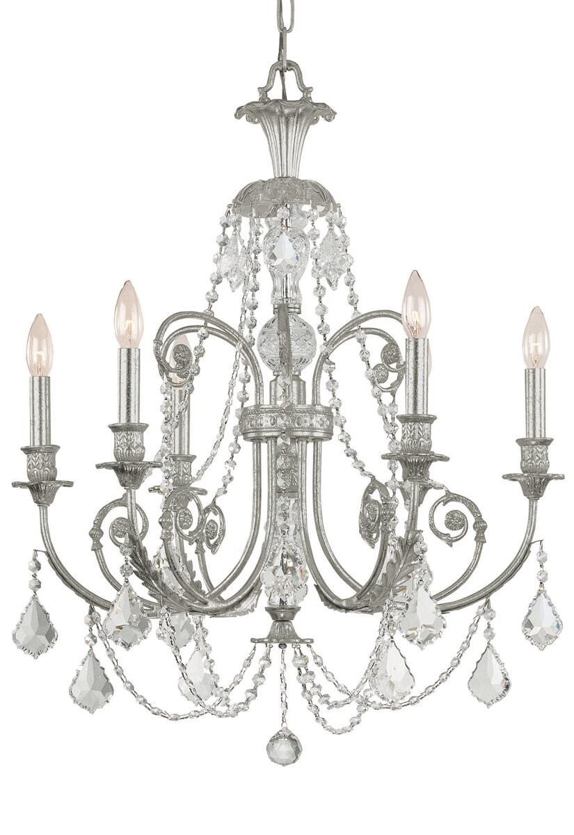 Regis 6-Light 30"" Traditional Chandelier in Olde Silver with Clear Hand Cut Crystals -  Crystorama, 5116-OS-CL-MWP