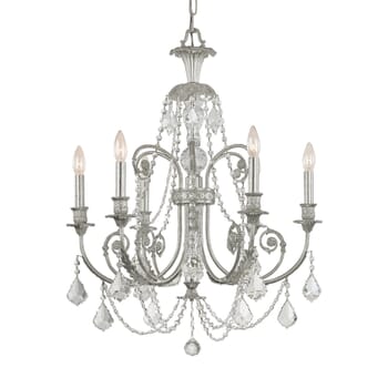 Crystorama Regis 6-Light 30" Traditional Chandelier in Olde Silver with Clear Hand Cut Crystals