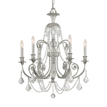 Crystorama Regis 6-Light 30" Traditional Chandelier in Olde Silver with Clear Swarovski Strass Crystals