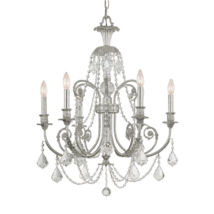 Crystorama Regis 6-Light 30" Traditional Chandelier in Olde Silver with Clear Spectra Crystals Crystorama Regis 6-Light 30" Traditional Chandelier in Olde Silver with Clear Spectra Crystals