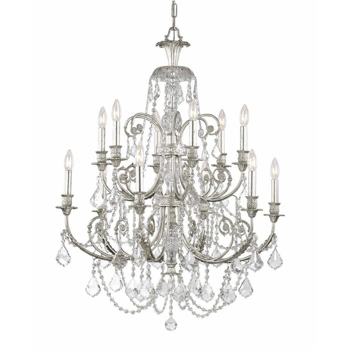 Crystorama Regis 12-Light 41" Traditional Chandelier in Olde Silver with Clear Hand Cut Crystals Crystorama Regis 12-Light 41" Traditional Chandelier in Olde Silver with Clear Hand Cut Crystals