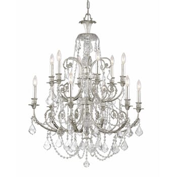 Crystorama Regis 12-Light 41" Traditional Chandelier in Olde Silver with Clear Hand Cut Crystals
