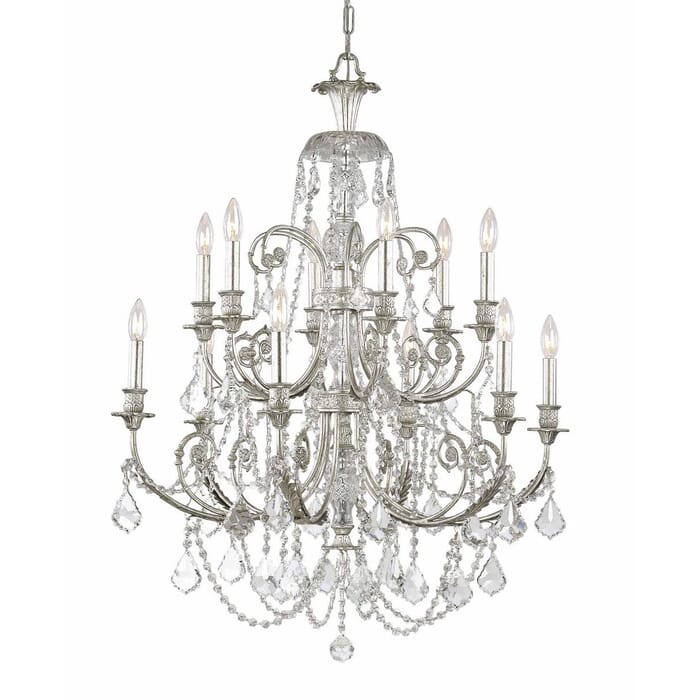 Crystorama Regis 12-Light 41" Traditional Chandelier in Olde Silver with Clear Swarovski Strass Crystals Crystorama Regis 12-Light 41" Traditional Chandelier in Olde Silver with Clear Swarovski Strass Crystals