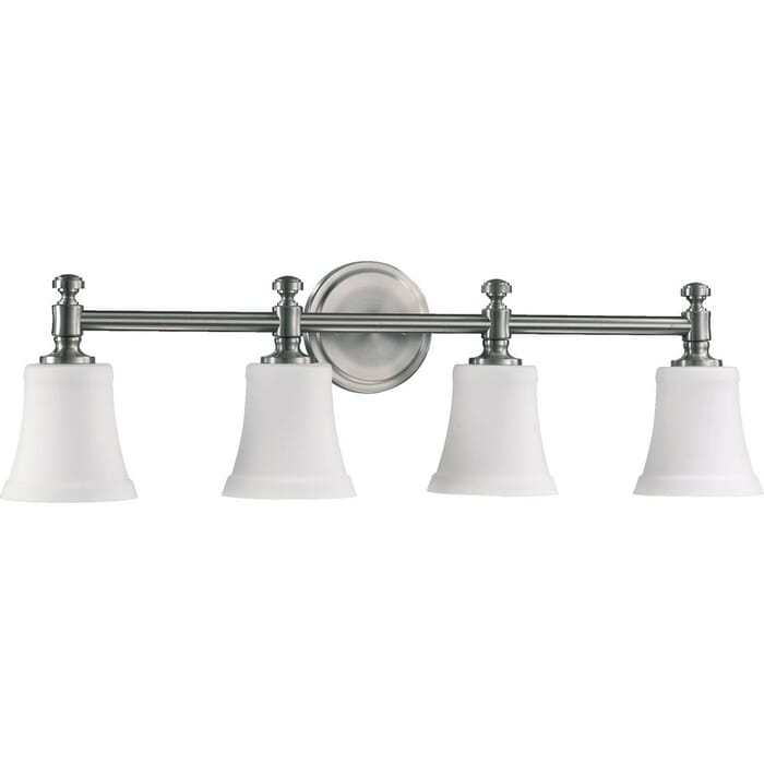Quorum Rossington 4-Light 9" Bathroom Vanity Light in Satin Nickel Quorum Rossington 4-Light 9" Bathroom Vanity Light in Satin Nickel