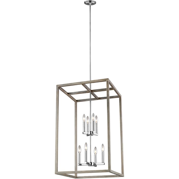 Sea Gull Moffet Street 8-Light Foyer Light in Washed Pine Sea Gull Moffet Street 8-Light Foyer Light in Washed Pine