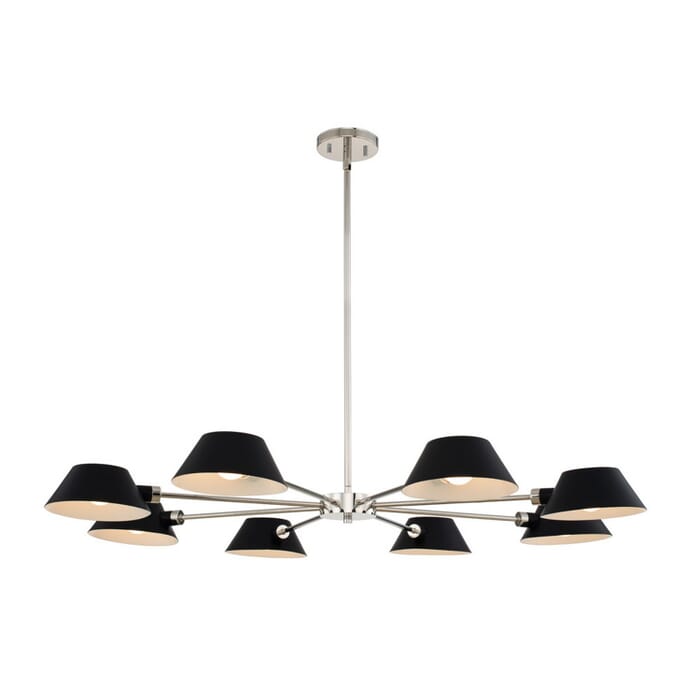 Kalco Bruno 8-Light Chandelier in Matte Black w/ Polished Nickel Kalco Bruno 8-Light Chandelier in Matte Black w/ Polished Nickel