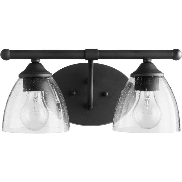 Quorum Brooks 2-Light 7" Bathroom Vanity Light in Noir with Quorum Brooks 2-Light 7" Bathroom Vanity Light in Noir with