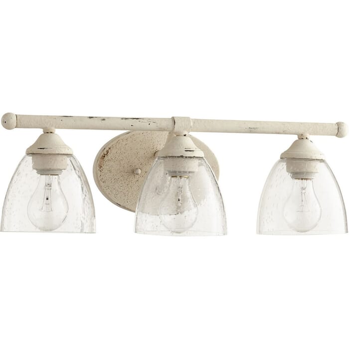 Quorum Brooks 3-Light 7" Bathroom Vanity Light in Persian White with Quorum Brooks 3-Light 7" Bathroom Vanity Light in Persian White with