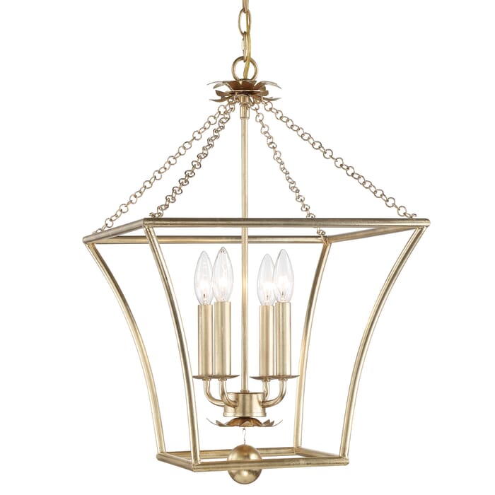 Crystorama Broche 4-Light Pendant Light in Antique Gold Crystorama Broche 4-Light Pendant Light in Antique Gold