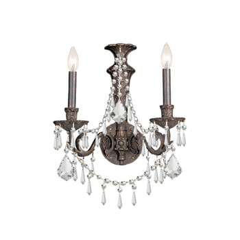 Crystorama Vanderbilt 2-Light 19" Wall Sconce in English Bronze with Clear Hand Cut Crystals