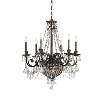 Crystorama Vanderbilt 6-Light 31" Traditional Chandelier in English Bronze with Clear Hand Cut Crystals