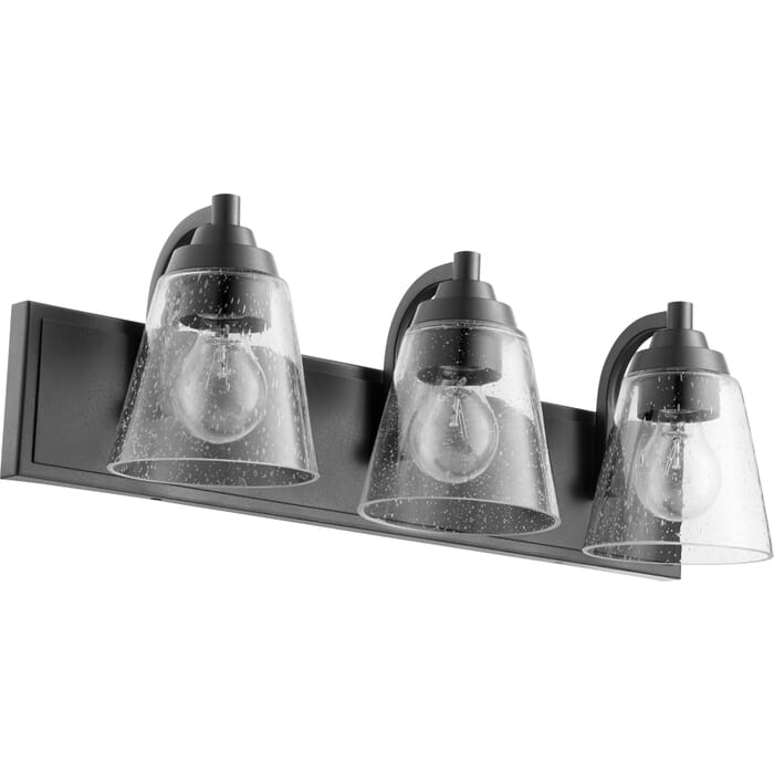 Quorum Transitional 3-Light 7" Bathroom Vanity Light in Noir Quorum Transitional 3-Light 7" Bathroom Vanity Light in Noir