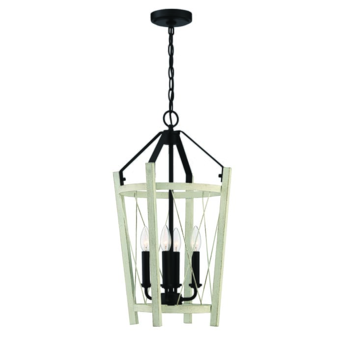 Craftmade Suffolk 4-Light 14" Foyer Light in Cottage White with Espresso Craftmade Suffolk 4-Light 14" Foyer Light in Cottage White with Espresso