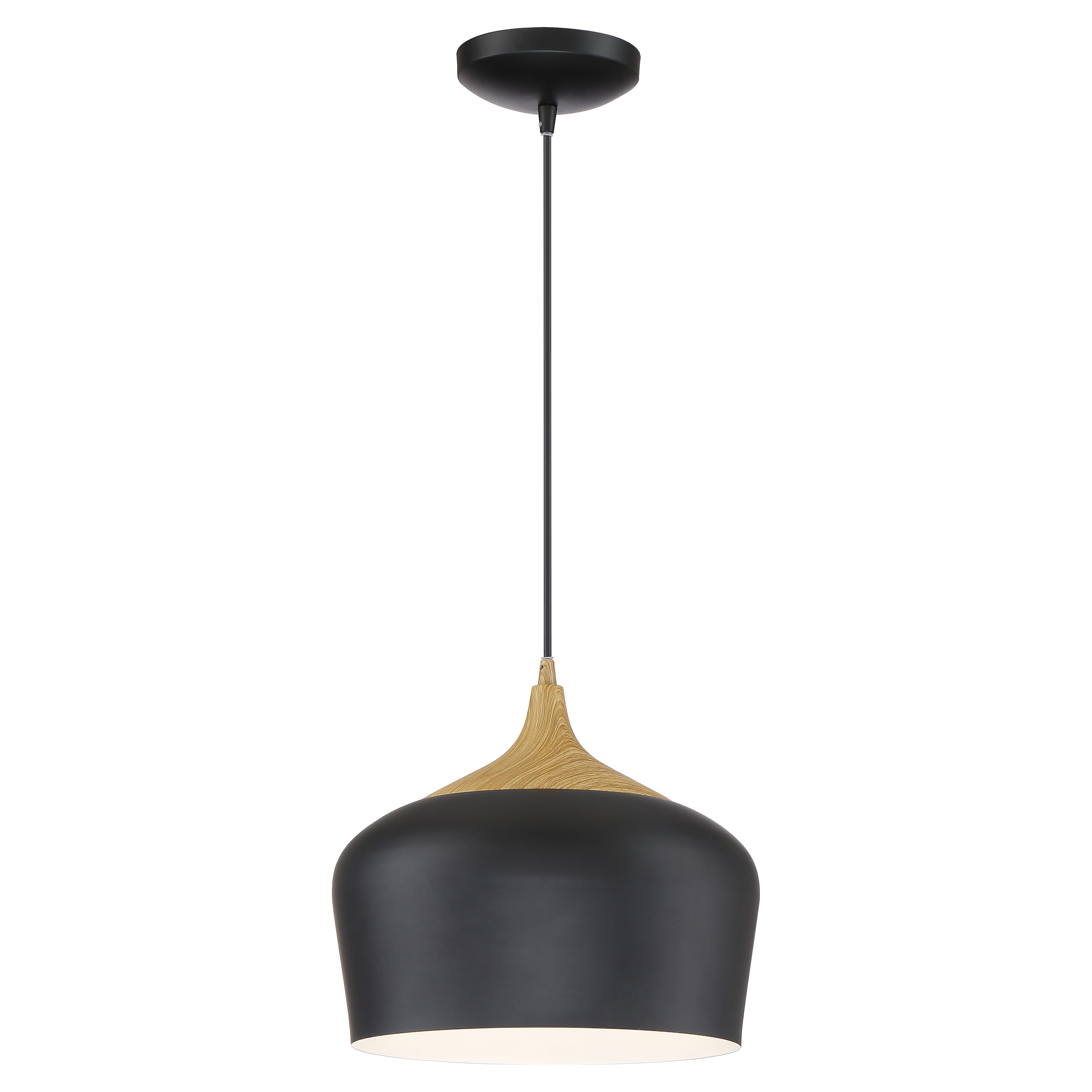 Access Blend Pendant Light in Black with Wood Grain - 52057LEDDLP-BL/WGN