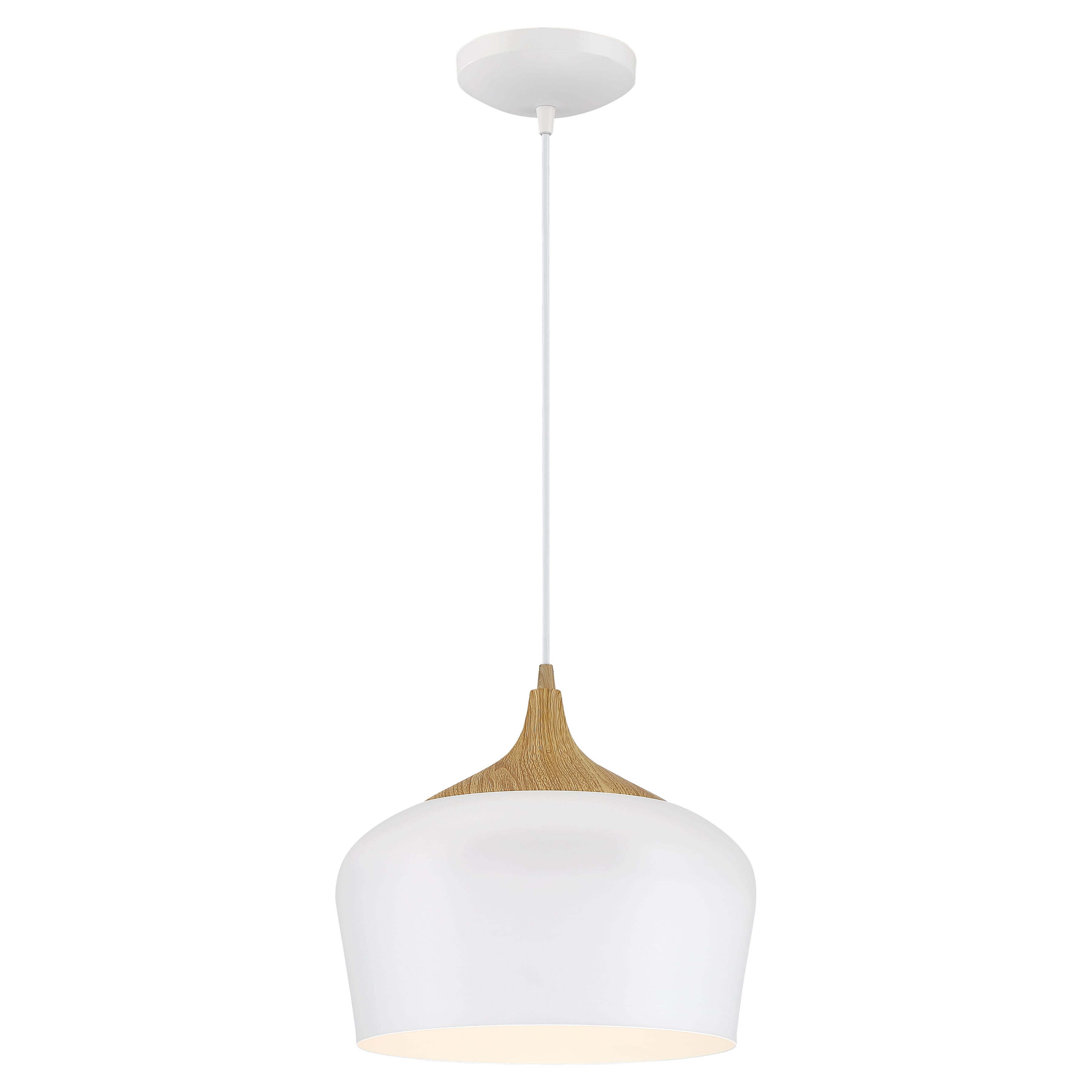 Access Blend Pendant Light in White with Wood Grain