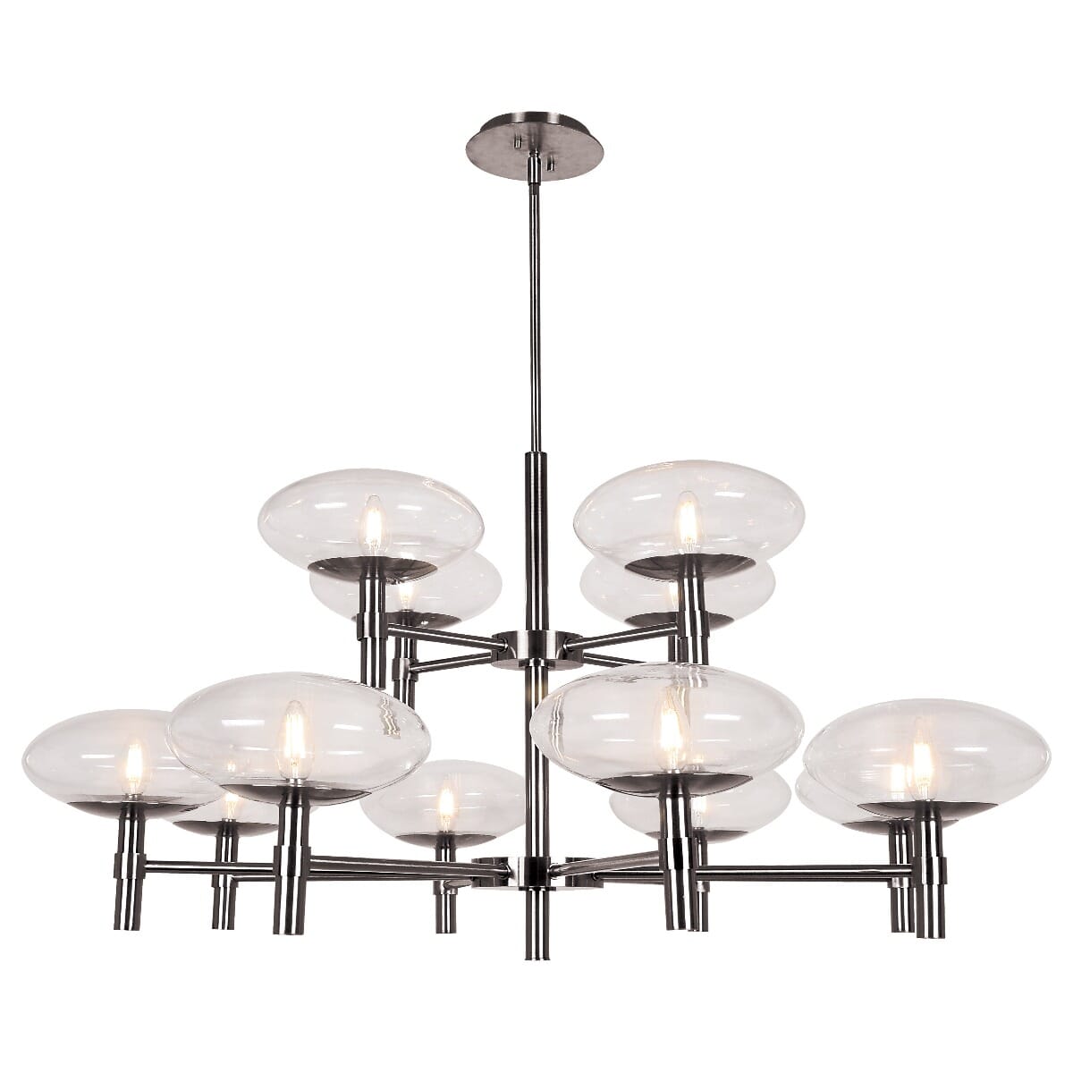 Access Grand 12-Light Contemporary Chandelier in Brushed Steel