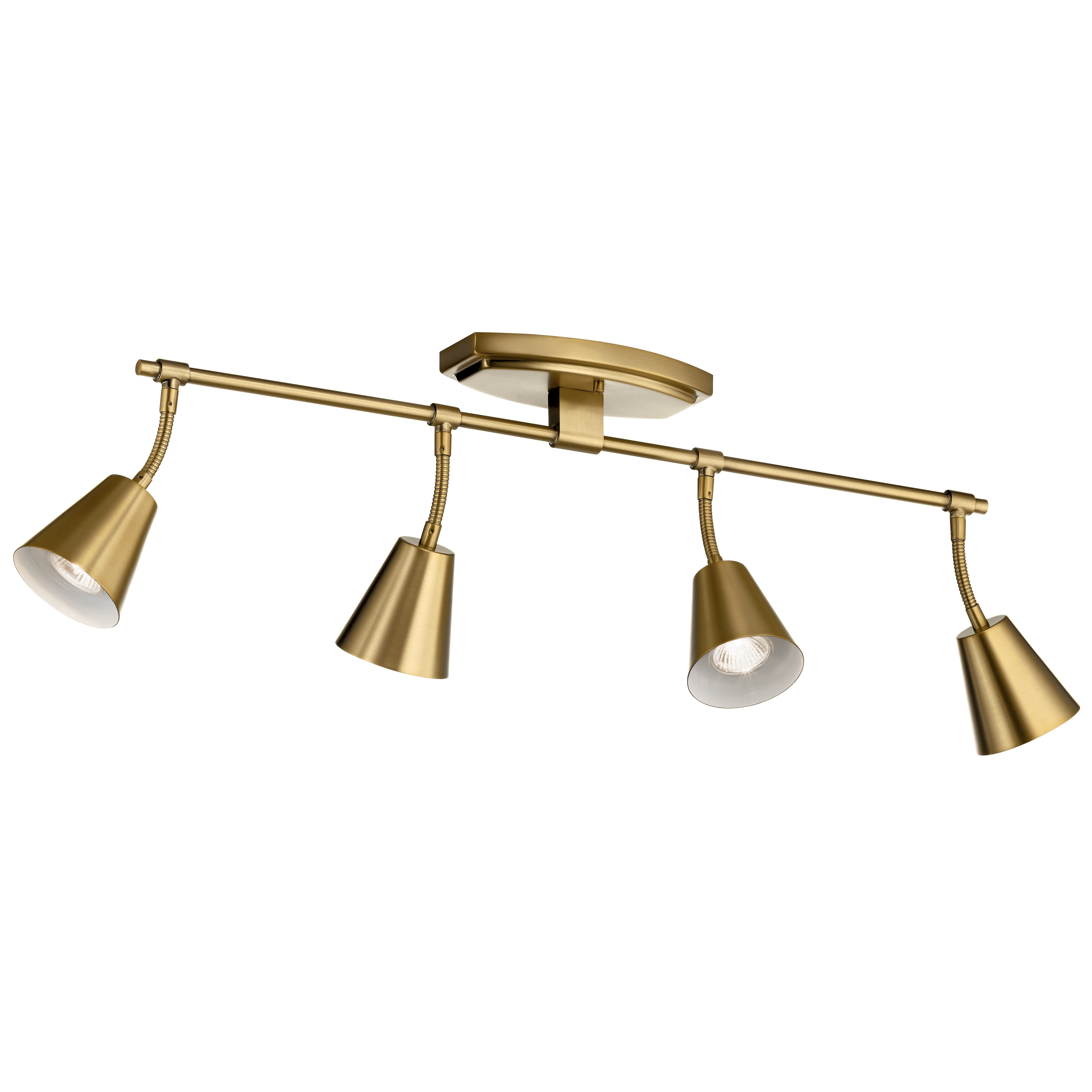Kichler Sylvia 4-Light Rail Light in Brushed Natural Brass - How to Style Track Lights and Chandeliers in the Same Space - LightsOnline Blog