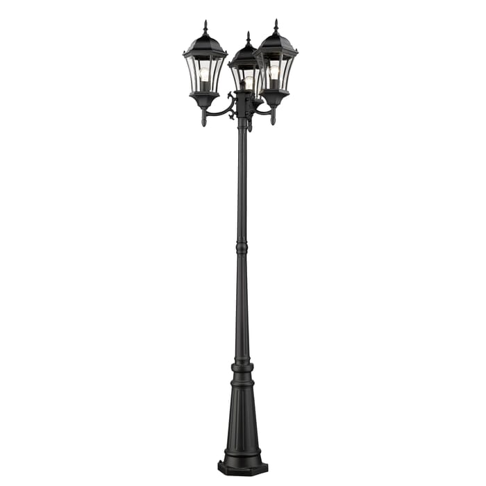 Z-Lite Wakefield 3-Light Outdoor Post Mounted Fixture Light In Black Z-Lite Wakefield 3-Light Outdoor Post Mounted Fixture Light In Black
