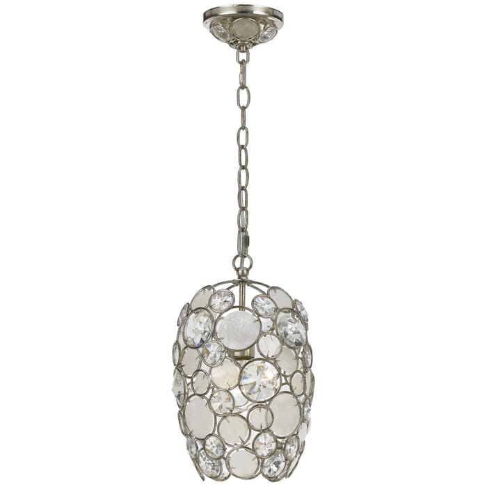 Crystorama Palla 14" Mini Chandelier in Antique Silver with Natural White Capiz Shell + Hand Cut Crystal Crystals Crystorama Palla 14" Mini Chandelier in Antique Silver with Natural White Capiz Shell + Hand Cut Crystal Crystals