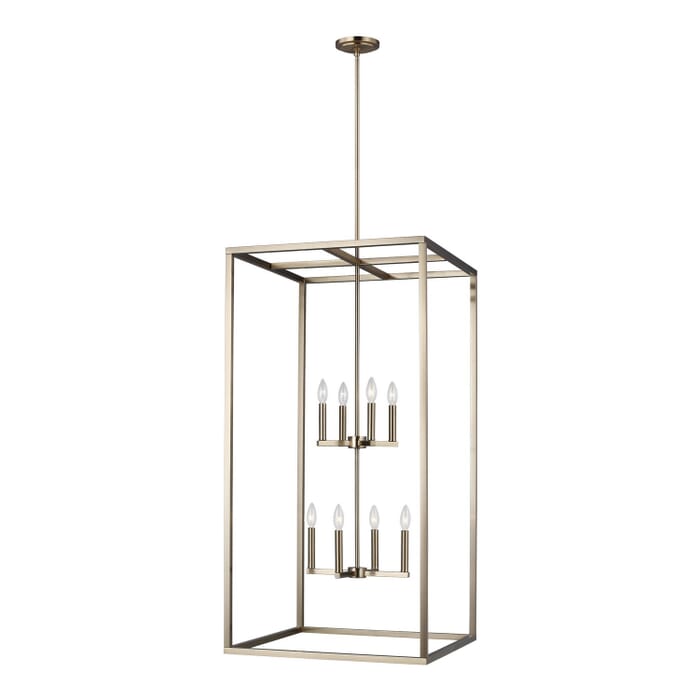 Moffet Street 8-Light Hall or Foyer in Satin Brass Moffet Street 8-Light Hall or Foyer in Satin Brass