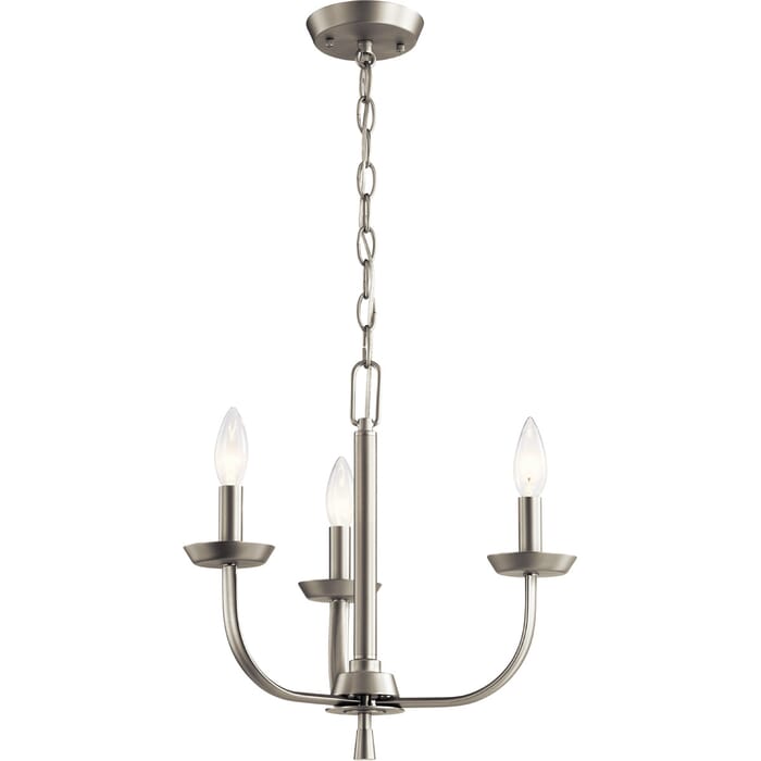 Kichler Lighting Kennewick 3-Light Traditional Chandelier in Brushed Nickel Kichler Lighting Kennewick 3-Light Traditional Chandelier in Brushed Nickel