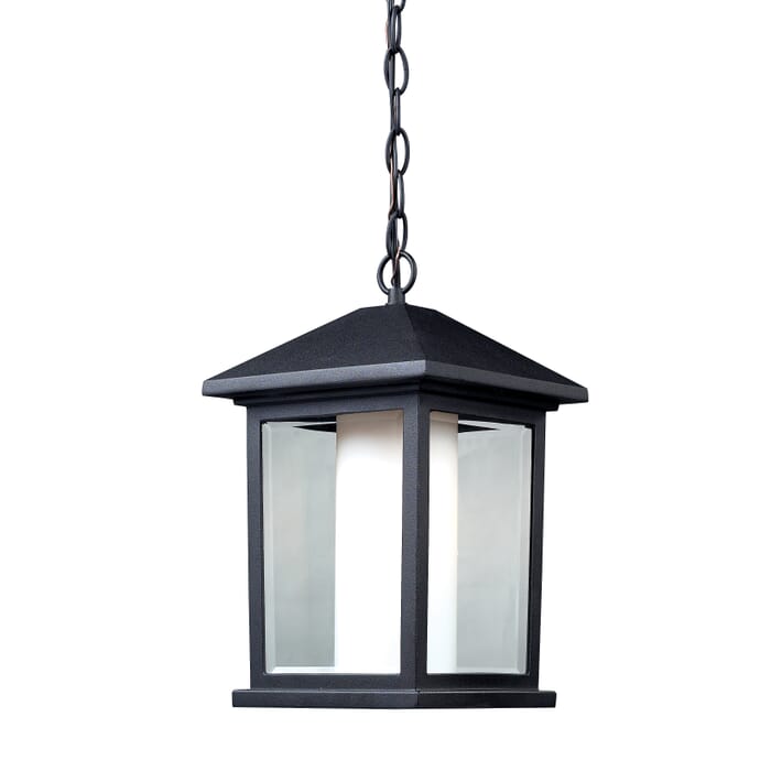 Z-Lite Mesa 1-Light Outdoor Chain Mount Ceiling Fixture Light In Black Z-Lite Mesa 1-Light Outdoor Chain Mount Ceiling Fixture Light In Black