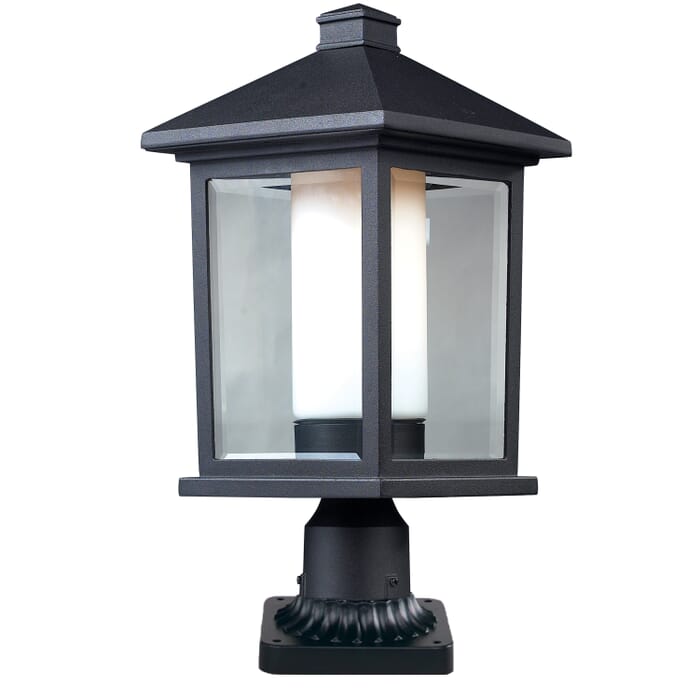 Z-Lite Mesa 1-Light Outdoor Pier Mounted Fixture Light In Black Z-Lite Mesa 1-Light Outdoor Pier Mounted Fixture Light In Black