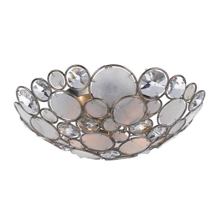 Crystorama Palla 3-Light 16" Ceiling Light in Antique Silver with Hand Cut Crystal Crystals Crystorama Palla 3-Light 16" Ceiling Light in Antique Silver with Hand Cut Crystal Crystals