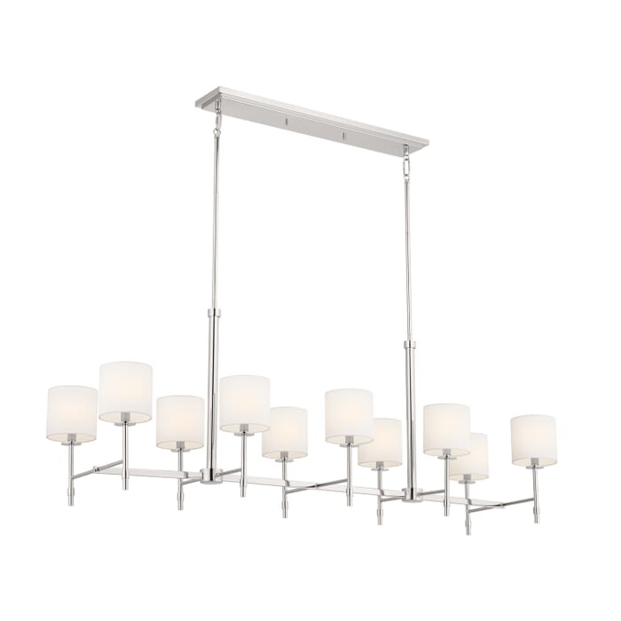 Ali 10-Light Linear Chandelier in Polished Nickel Ali 10-Light Linear Chandelier in Polished Nickel