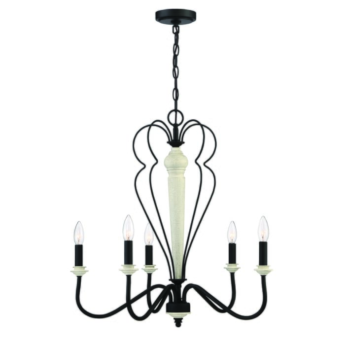 Craftmade Anna 5-Light Traditional Chandelier in Cottage White with Espresso Craftmade Anna 5-Light Traditional Chandelier in Cottage White with Espresso