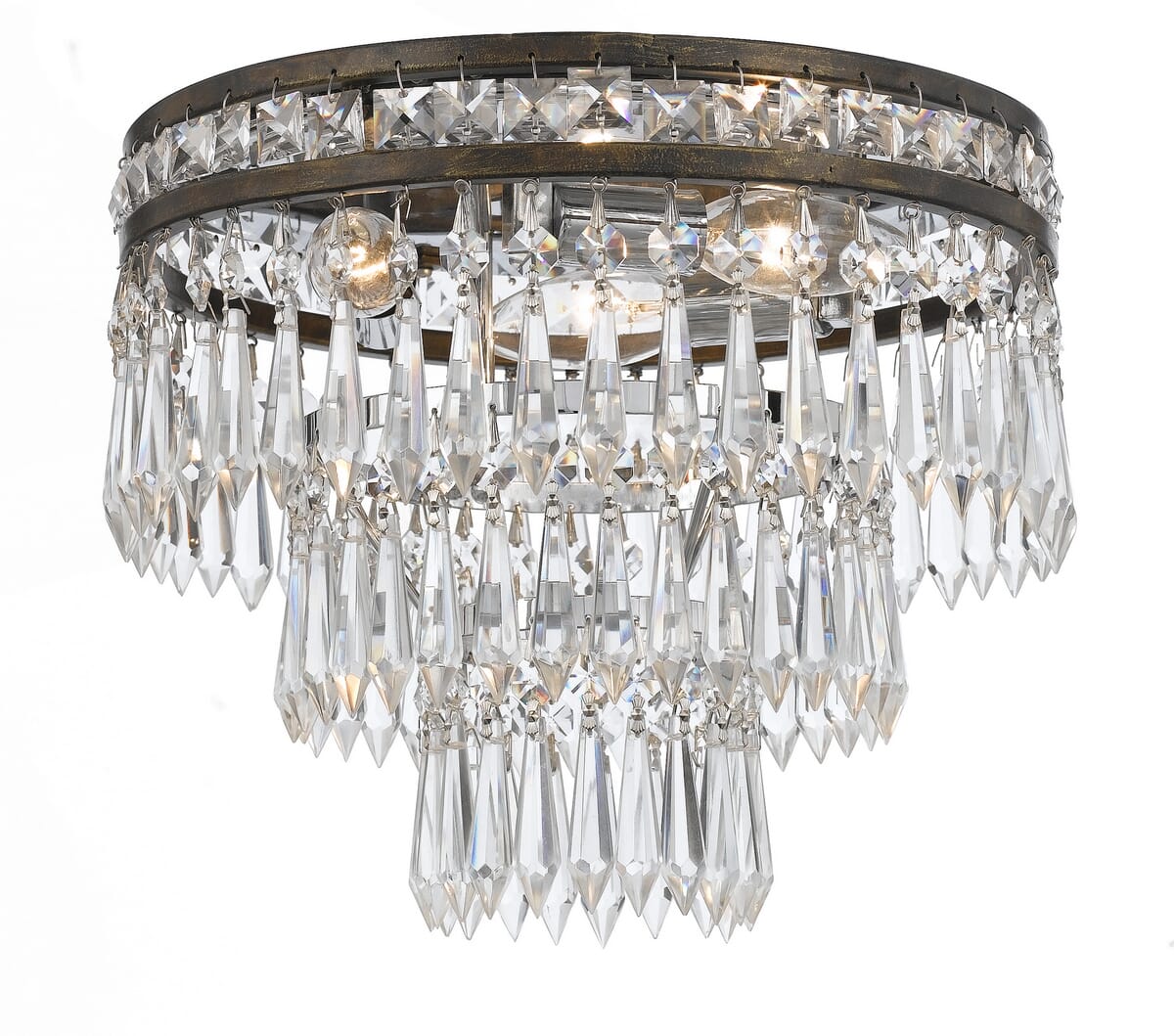 Crystorama Mercer 3-Light 11" Ceiling Light in English Bronze with Clear Hand Cut Crystals