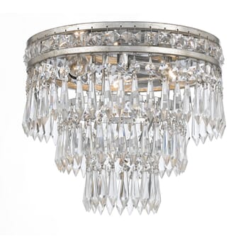 Crystorama Mercer 3-Light 11" Ceiling Light in Olde Silver with Clear Hand Cut Crystals