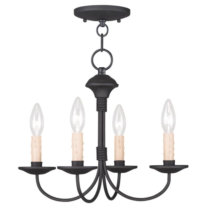 Heritage 4-Light Mini Chandelier with Ceiling Mount in Black Heritage 4-Light Mini Chandelier with Ceiling Mount in Black
