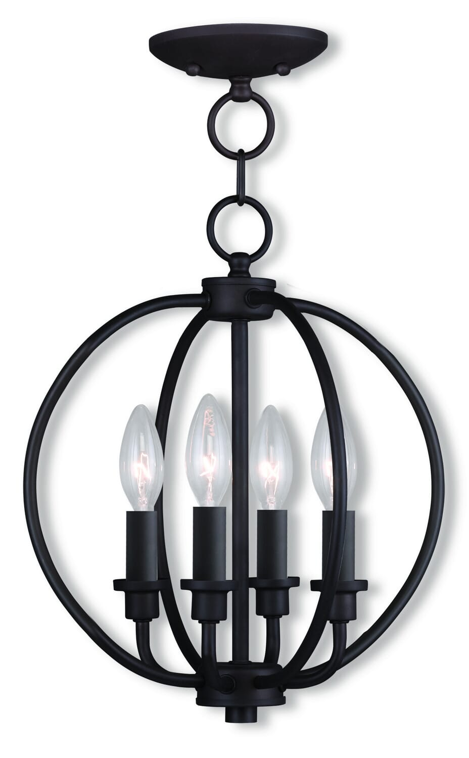 Milania 4-Light Mini Chandelier with Ceiling Mount in Bronze