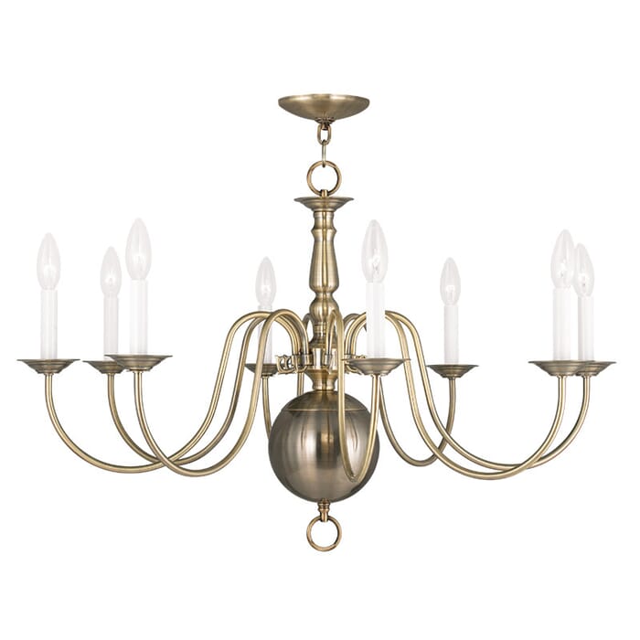 Williamsburgh 8-Light Chandelier in Antique Brass Williamsburgh 8-Light Chandelier in Antique Brass