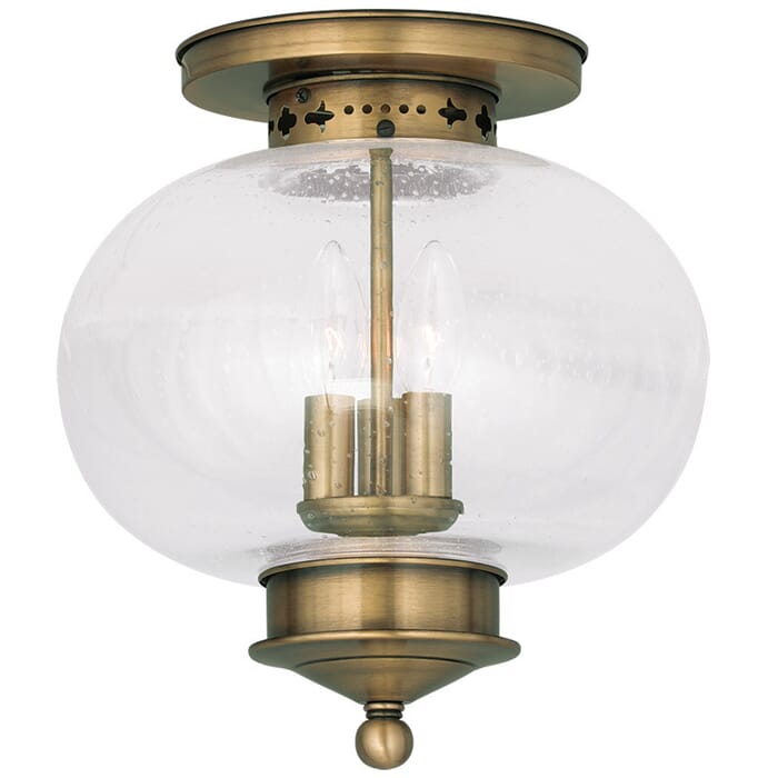 Harbor 3-Light Ceiling Mount in Antique Brass Harbor 3-Light Ceiling Mount in Antique Brass