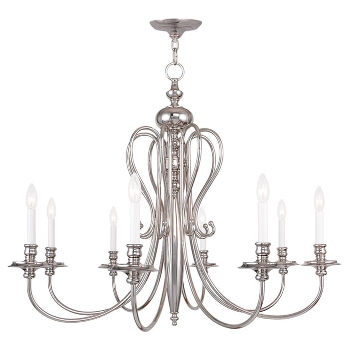 Caldwell 8-Light Chandelier in Polished Nickel Caldwell 8-Light Chandelier in Polished Nickel