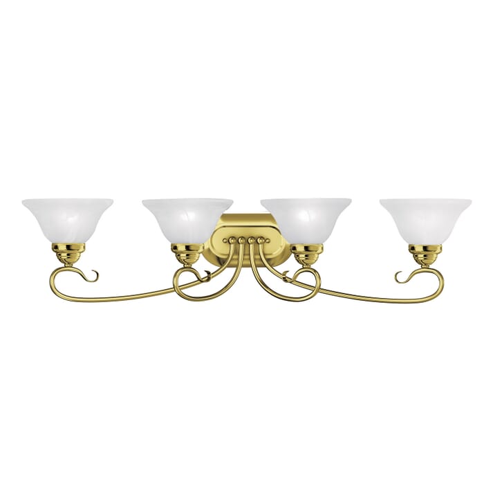 Coronado 4-Light Bathroom Vanity Light in Polished Brass Coronado 4-Light Bathroom Vanity Light in Polished Brass