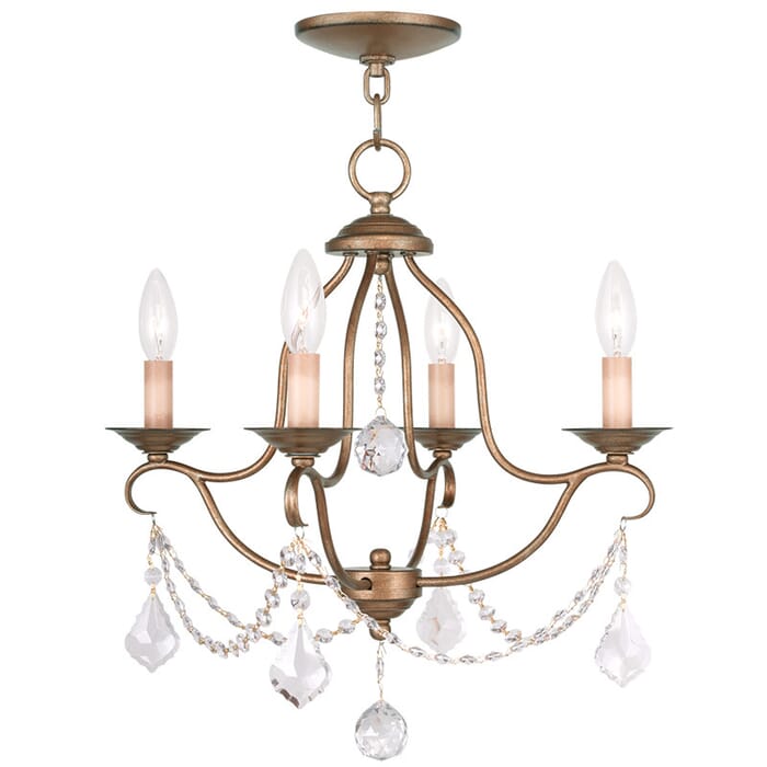 Chesterfield 4-Light Mini Chandelier in Hand Applied Antique Gold Leaf Chesterfield 4-Light Mini Chandelier in Hand Applied Antique Gold Leaf