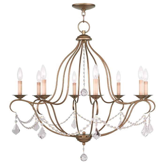 Chesterfield 8-Light Chandelier in Hand Applied Antique Gold Leaf Chesterfield 8-Light Chandelier in Hand Applied Antique Gold Leaf