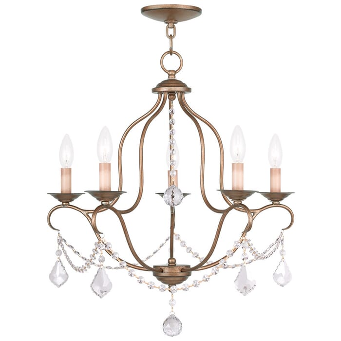 Chesterfield 5-Light Chandelier in Hand Applied Antique Gold Leaf Chesterfield 5-Light Chandelier in Hand Applied Antique Gold Leaf