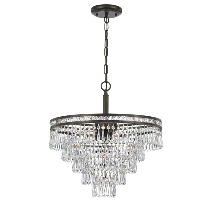 Crystorama Mercer 6-Light 18" Traditional Chandelier in English Bronze with Hand Cut Crystal Crystals Crystorama Mercer 6-Light 18" Traditional Chandelier in English Bronze with Hand Cut Crystal Crystals