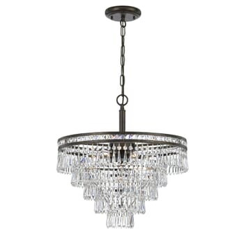 Crystorama Mercer 6-Light 18" Traditional Chandelier in English Bronze with Hand Cut Crystal Crystals